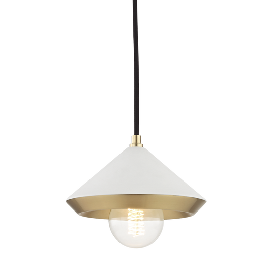 Mitzi 1 Light Pendant in Aged Brass/Soft Off White H139701S-AGB/WH