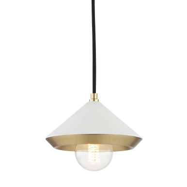 Mitzi 1 Light Pendant in Aged Brass/Soft Off White H139701S-AGB/WH