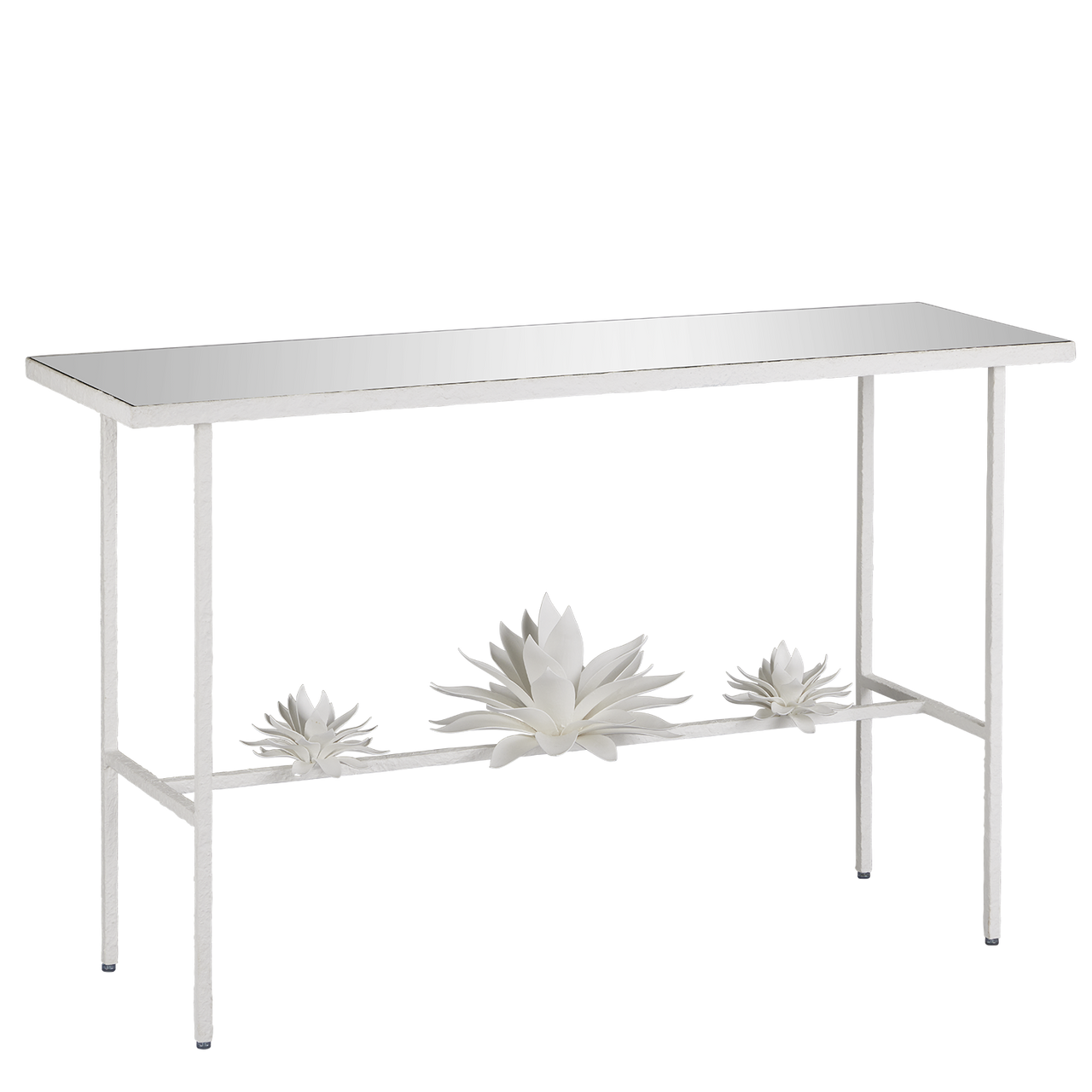 Currey & Co. 50.25" Sisalana White Wrought Iron Console Table 4000-0167