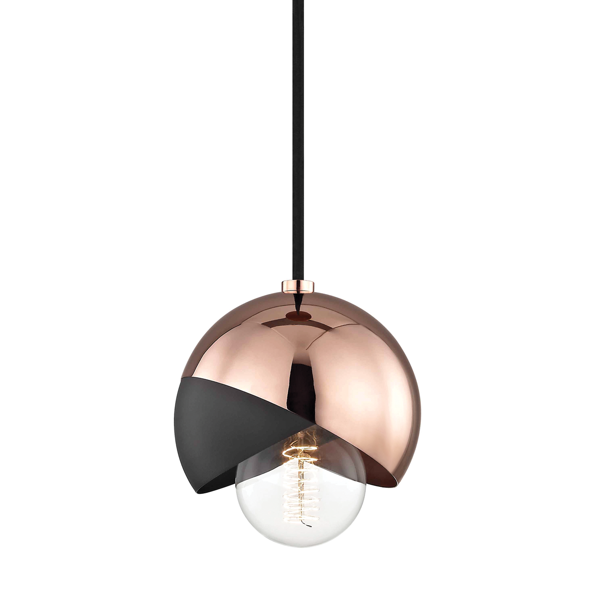 Mitzi 1 Light Pendant in Polished Copper/Black H168701-POC/BK