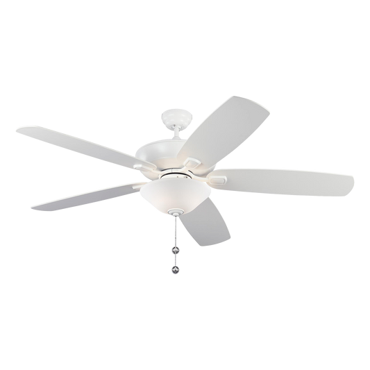 Generation Lighting  Fans Colony 60-inch indoor/outdoor 5-blade ceiling fan in matte white finish with reversible motor and LED light kit included 5CSM60RZWD-V1