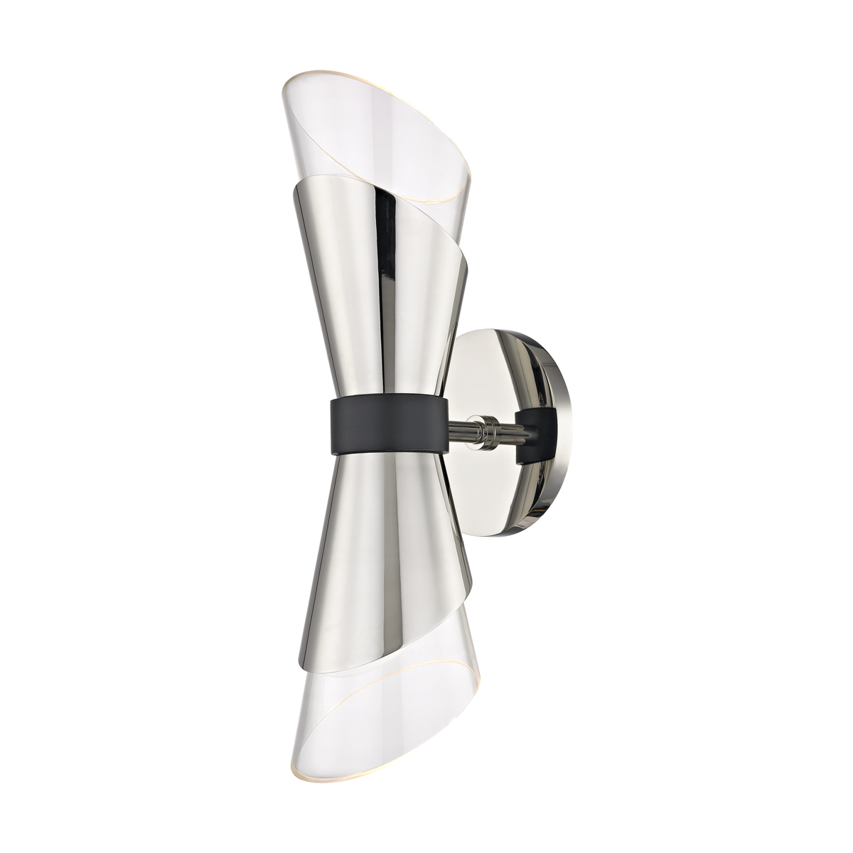 Mitzi 2 Light Wall Sconce in Polished Nickel/Black H130102-PN/BK