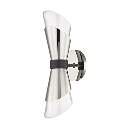 Mitzi 2 Light Wall Sconce in Polished Nickel/Black H130102-PN/BK