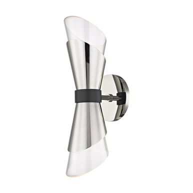 Mitzi 2 Light Wall Sconce in Polished Nickel/Black H130102-PN/BK