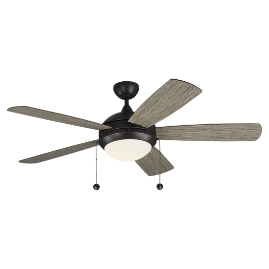 Generation Lighting  Fans Discus Classic 52-inch indoor 5-blade ceiling fan in aged pewter finish with reversible motor and integrated LED light kit included 5DIC52AGPD-V1