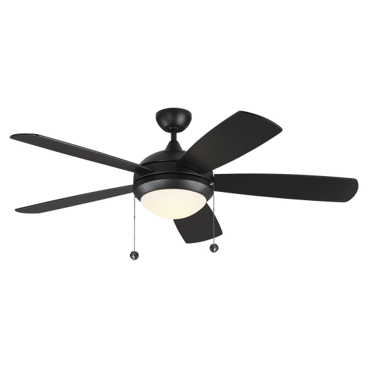 Generation Lighting  Fans Discus Classic 52-inch indoor 5-blade ceiling fan in matte black finish with reversible motor and integrated LED light kit included 5DIC52BKD-V1