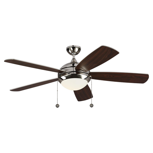 Generation Lighting  Fans Discus Classic 52-inch indoor 5-blade ceiling fan in polished nickel finish with reversible motor and integrated LED light kit included 5DIC52PND-V1