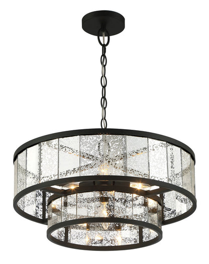 Lumanity Lighting Chelsea 4-Light Mirrored Two-Tier Drum Chandelier in Painted Oil Rubbed Bronze  L098-0002