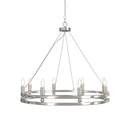 Lumanity Lighting Ashland 8-Light Statement Round Nickel Chandelier in Polished Nickel  L090-0026