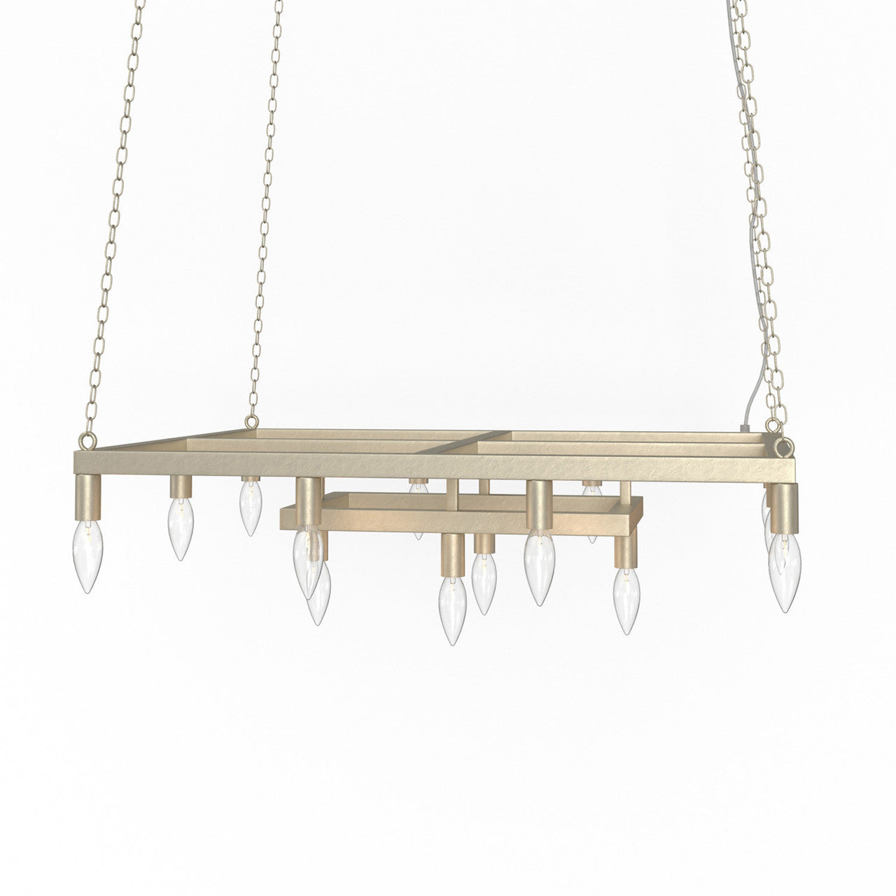 Lumanity Lighting Cora 14-Light Modern Linear Chandelier in Antique Silver Leaf  L090-0025