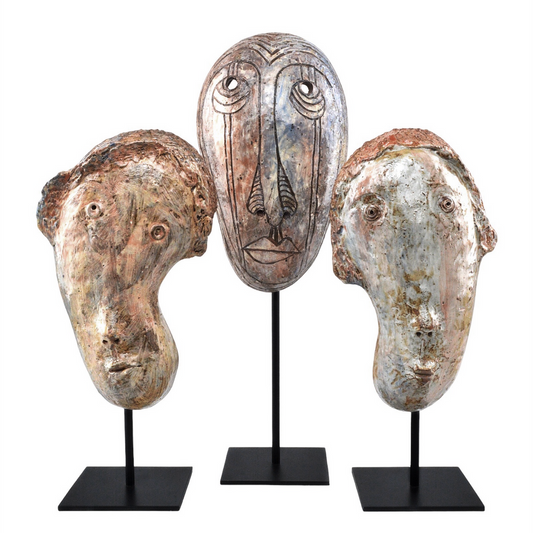 Currey & Co. Ceramic Glazed Masks Set of 3 1200-0725