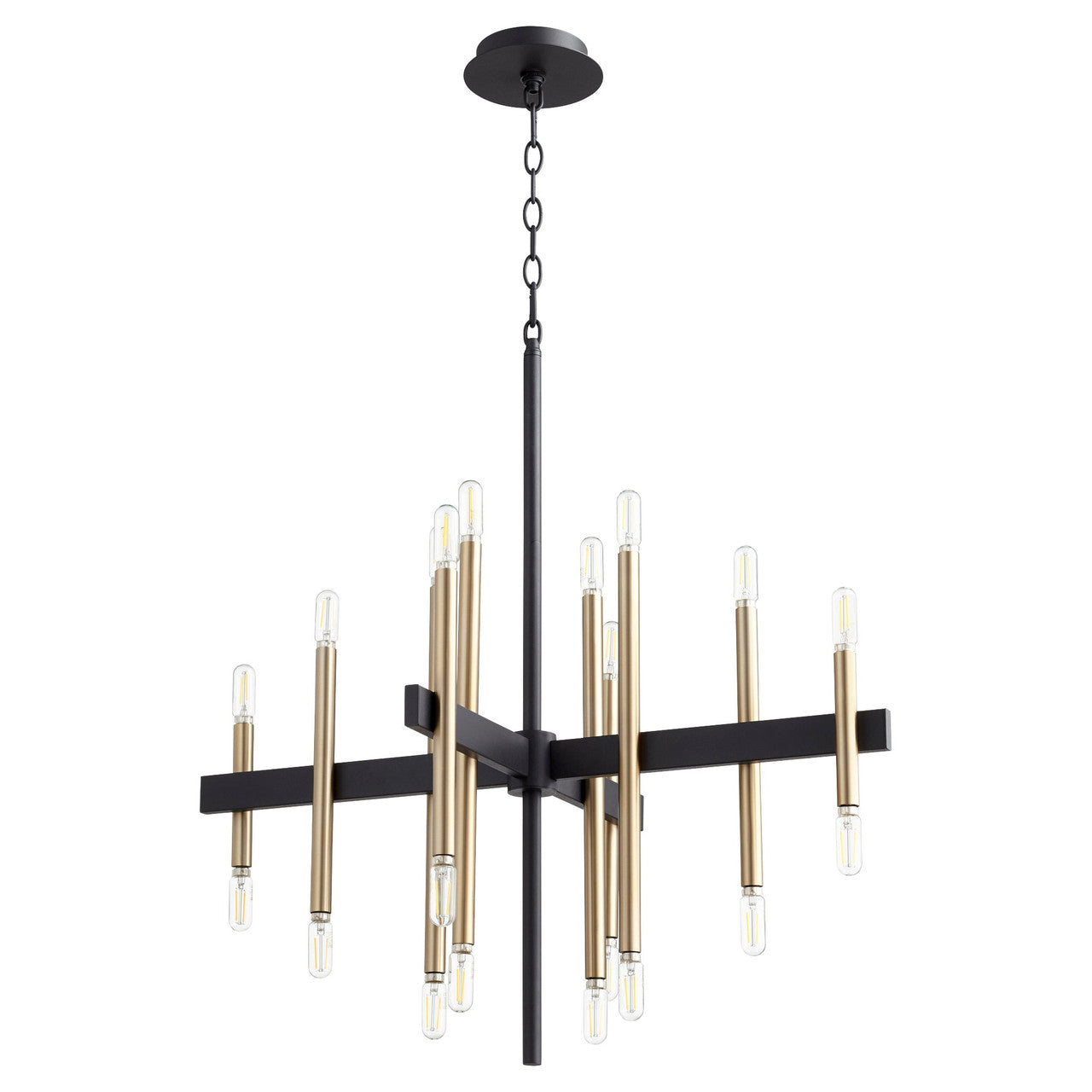 Quorum Luxe Chandelier in Textured Black w/ Aged Brass 60-20-6980