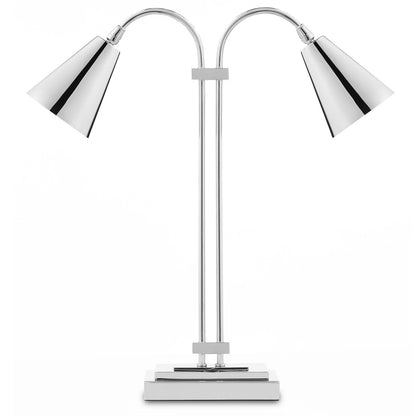 Currey & Co. Symmetry Nickel Double Desk Lamp 6000-0783