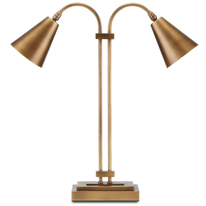 Currey & Co. Symmetry Brass Double Desk Lamp 6000-0784