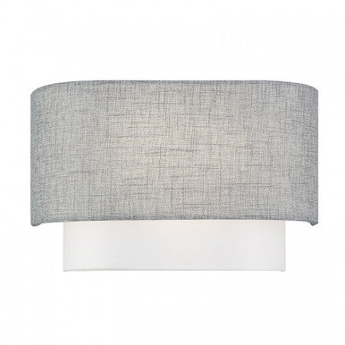 Livex Lighting Brookmeade 2 Light Brushed Nickel ADA Sconce with Hand Crafted Urban Gray and White Fabric Hardback Shades 60012-91