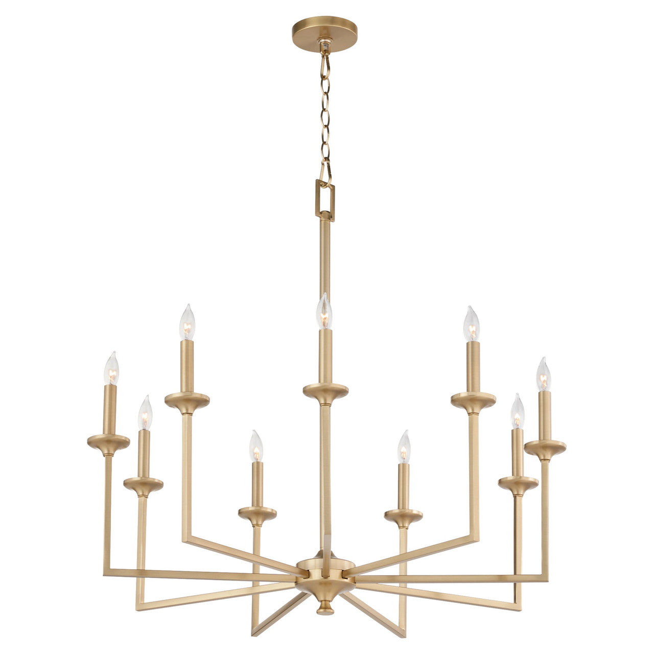 Quorum  Eldorado 9 Light Chandlier - Aged Brass 6005-9-80