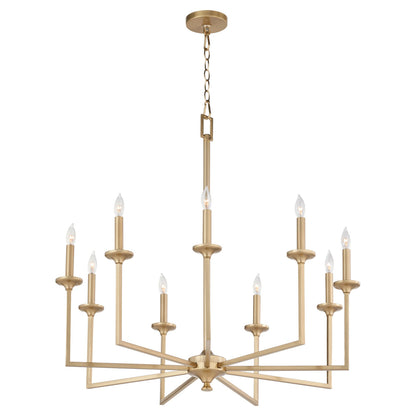 Quorum  Eldorado 9 Light Chandlier - Aged Brass 6005-9-80