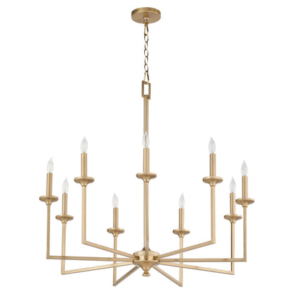 Quorum  Eldorado 9 Light Chandlier - Aged Brass 6005-9-80