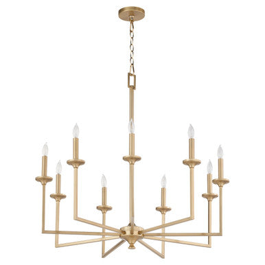 Quorum  Eldorado 9 Light Chandlier - Aged Brass 6005-9-80