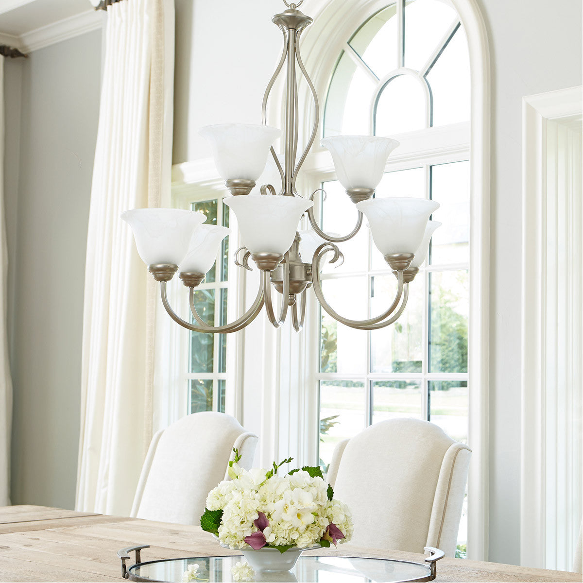 Quorum Spencer Chandelier in Classic Nickel 6010-9-64