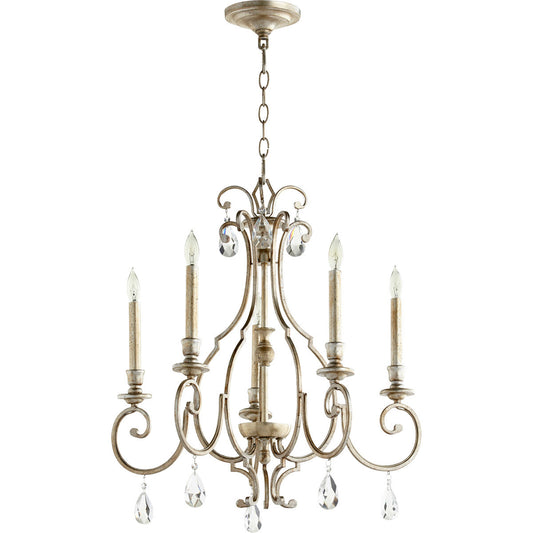 Quorum Ansley Chandelier in Aged Silver Leaf 6014-5-60