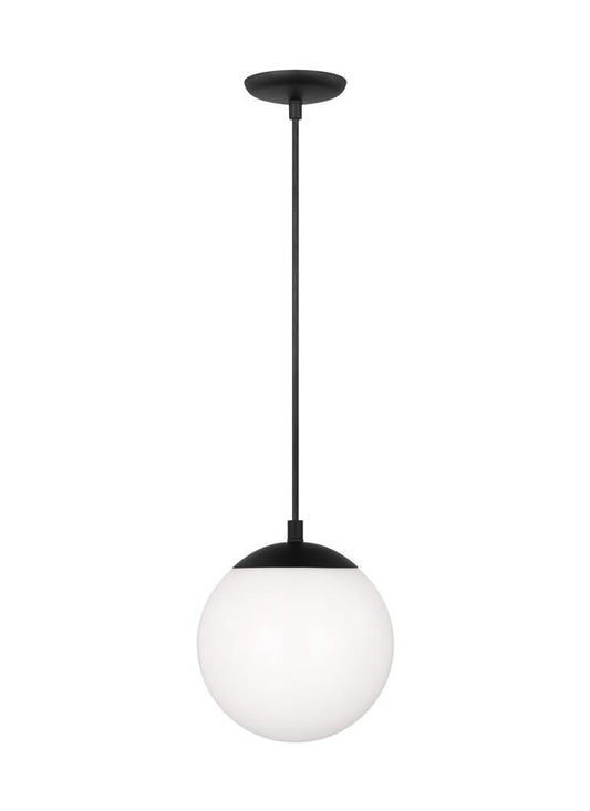 Visual Comfort Studio Studio Collection Leo - Hanging Globe Small One Light Pendant with White Glass in Midnight Black 6018EN3-112