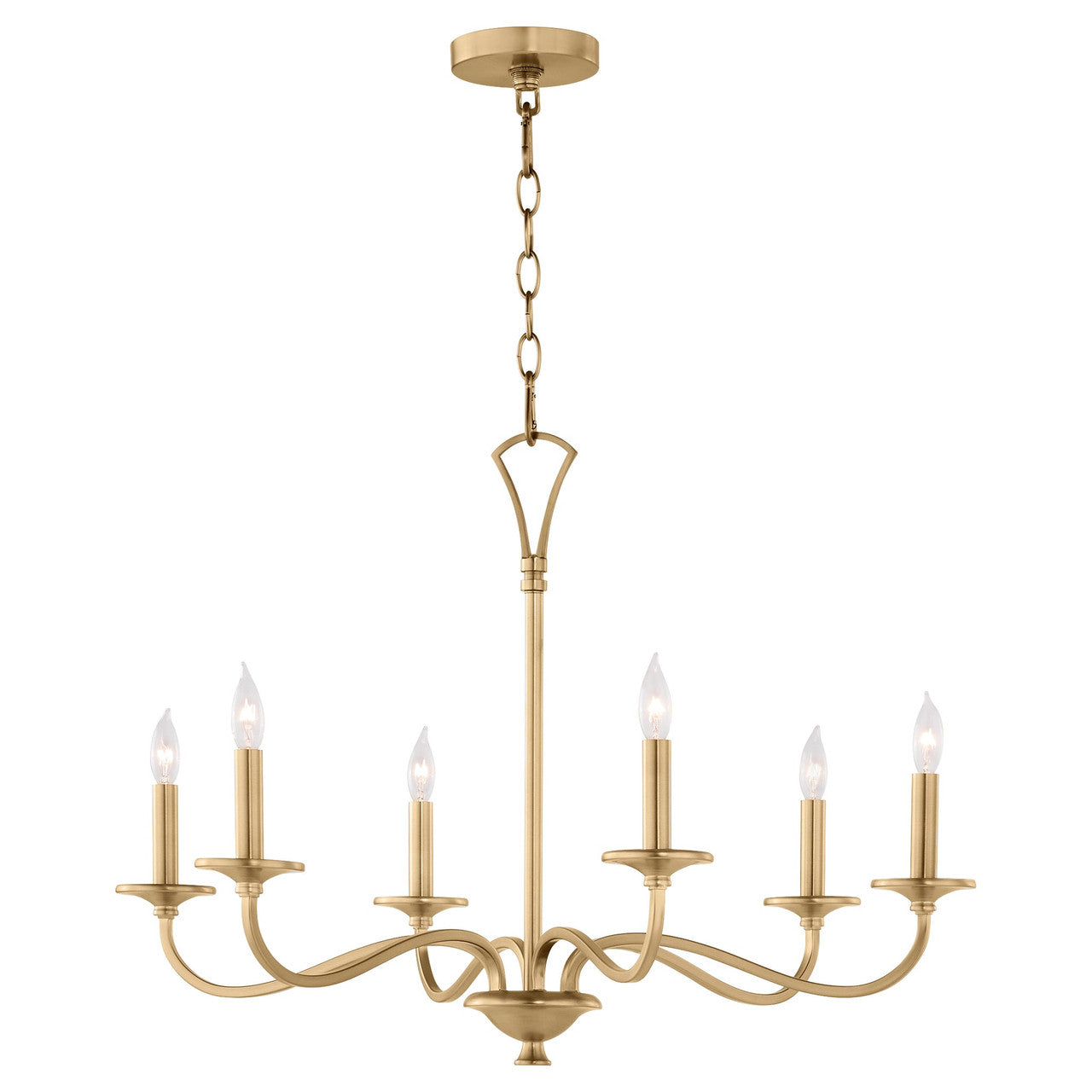 Quorum  Maryse 6 Light Chandlier - Aged Brass 6021-6-80