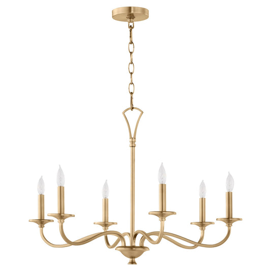 Quorum  Maryse 6 Light Chandlier - Aged Brass 6021-6-80