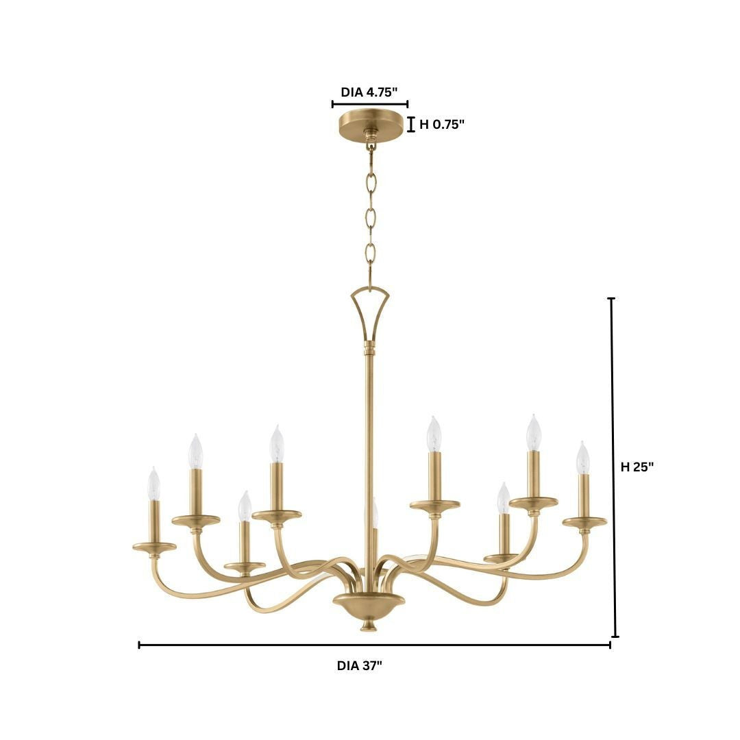 Quorum  Maryse 9 Light Chandlier - Aged Brass 6021-9-80