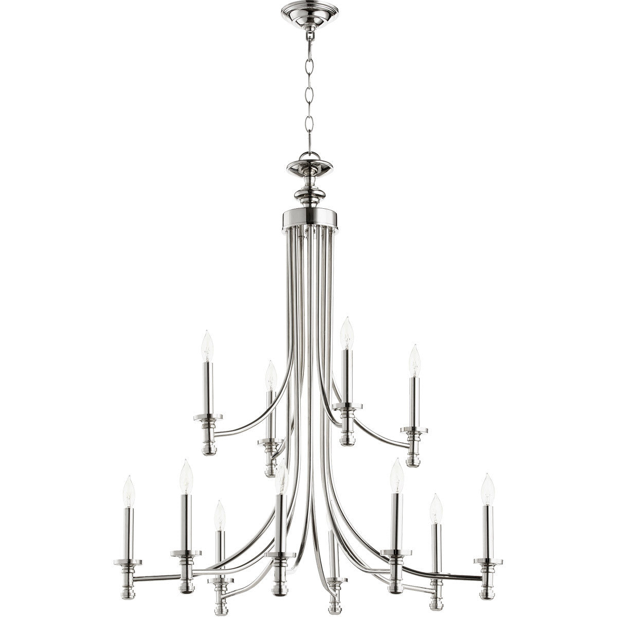 Quorum Rossington Chandelier in Polished Nickel 6022-12-62