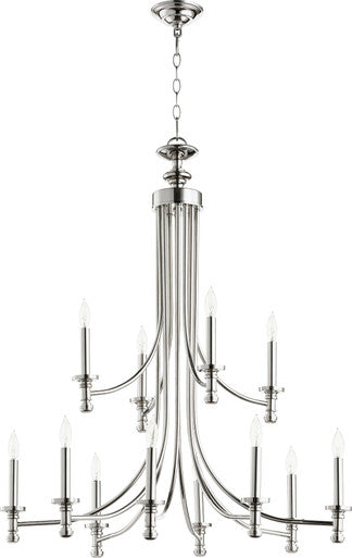 Quorum Rossington Chandelier in Polished Nickel 6022-12-62