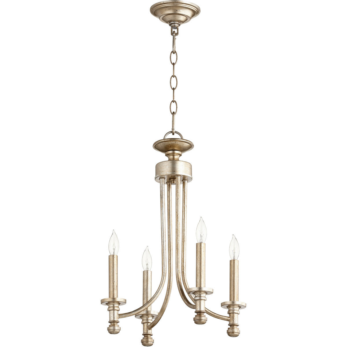 Quorum Rossington Chandelier in Aged Silver Leaf 6022-4-60