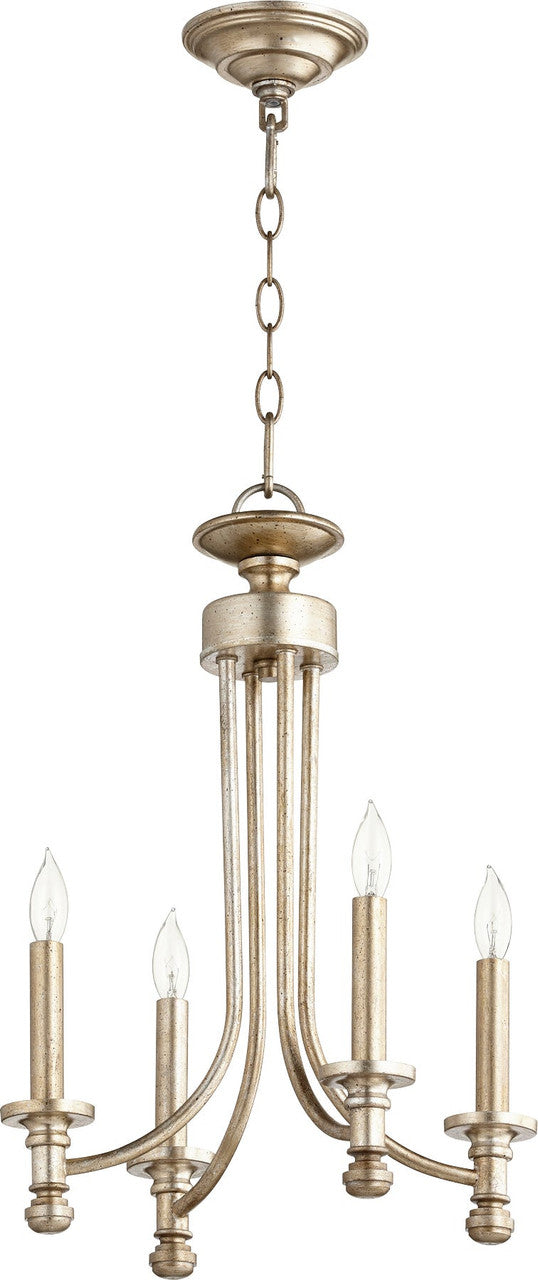 Quorum Rossington Chandelier in Aged Silver Leaf 6022-4-60