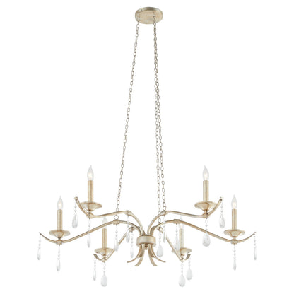 Quorum  Lorelei 6 Light 36" Chandlier - Aged Silver Leaf  603-6-60