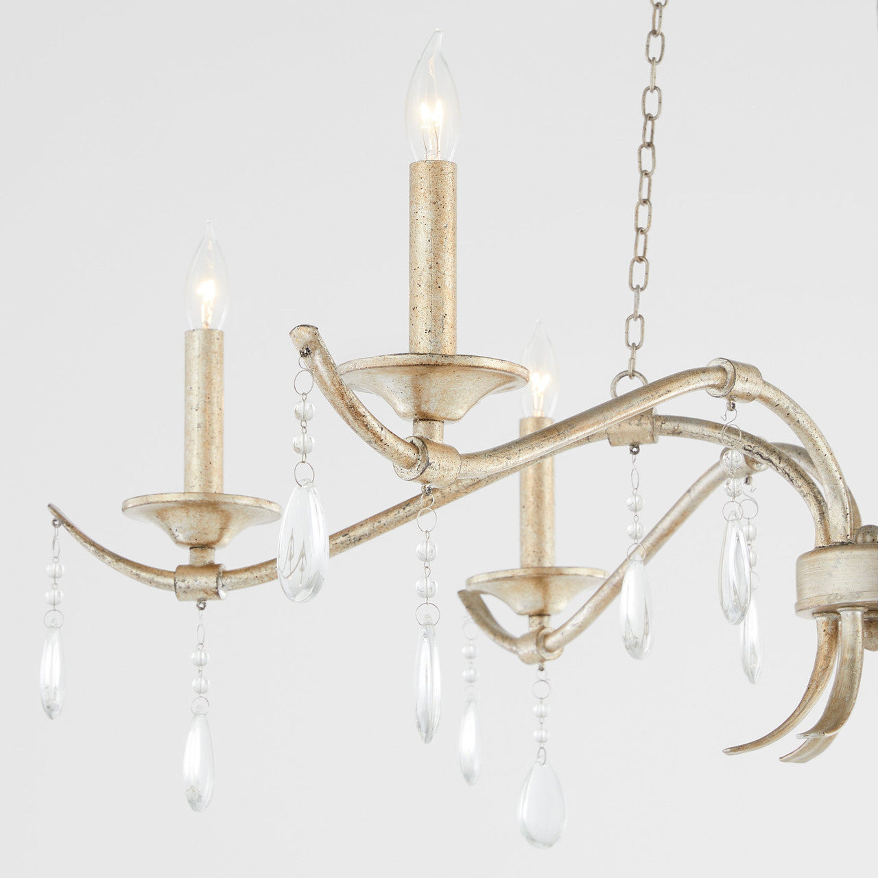 Quorum  Lorelei 6 Light 36" Chandlier - Aged Silver Leaf  603-6-60