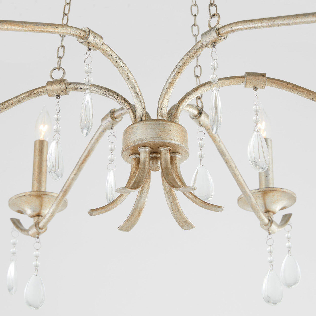 Quorum  Lorelei 6 Light 36" Chandlier - Aged Silver Leaf  603-6-60