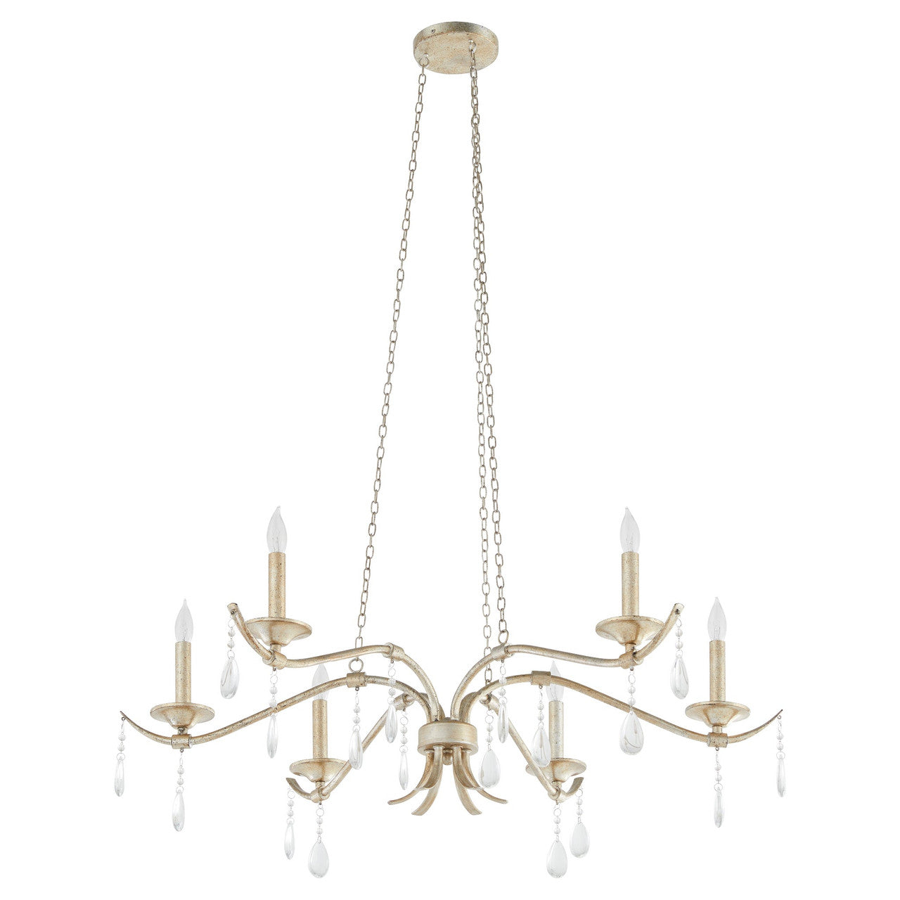 Quorum  Lorelei 6 Light 36" Chandlier - Aged Silver Leaf  603-6-60