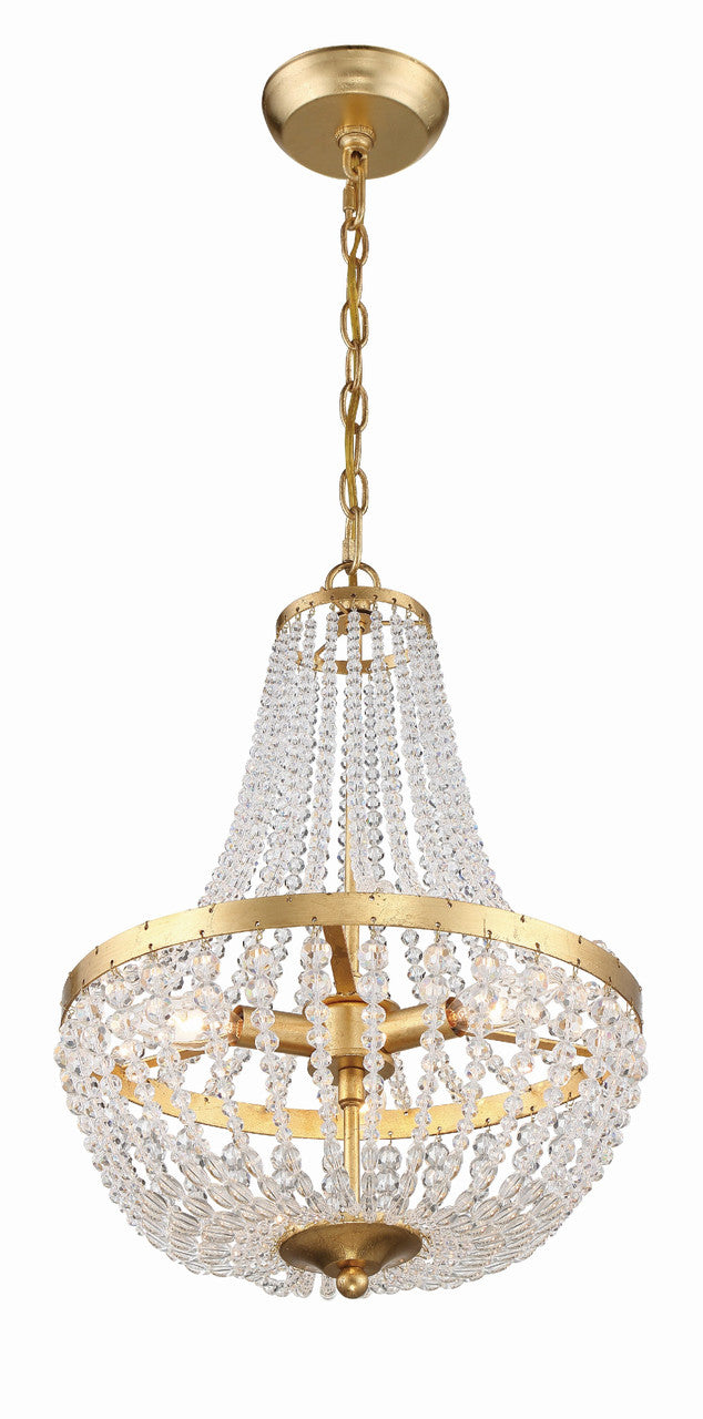 Crystorama Rylee 3 Light Antique Gold Chandelier 603-GA