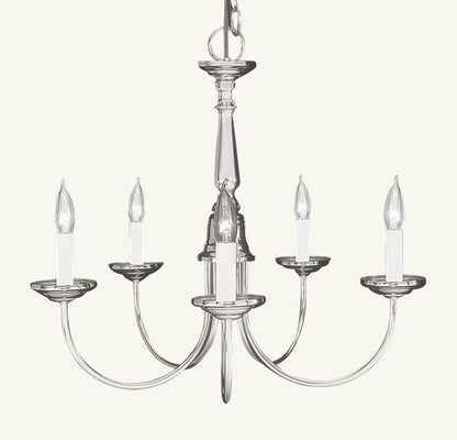 Livex Lighting Home Basics Collection 5 Light Brushed Nickel Chandelier in Brushed Nickel 6030-91