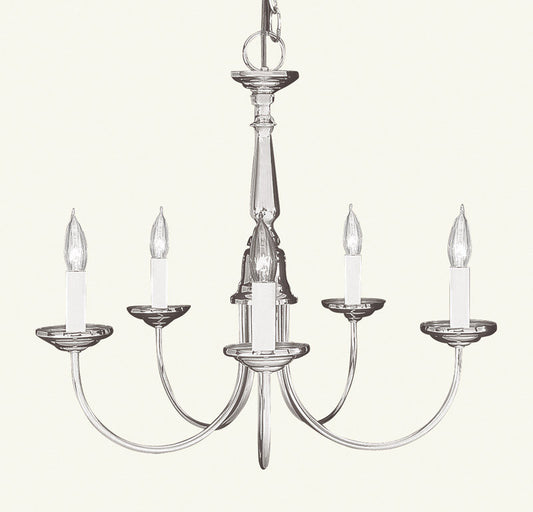 Livex Lighting Home Basics Collection 5 Light Brushed Nickel Chandelier in Brushed Nickel 6030-91