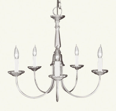 Livex Lighting Home Basics Collection 5 Light Brushed Nickel Chandelier in Brushed Nickel 6030-91