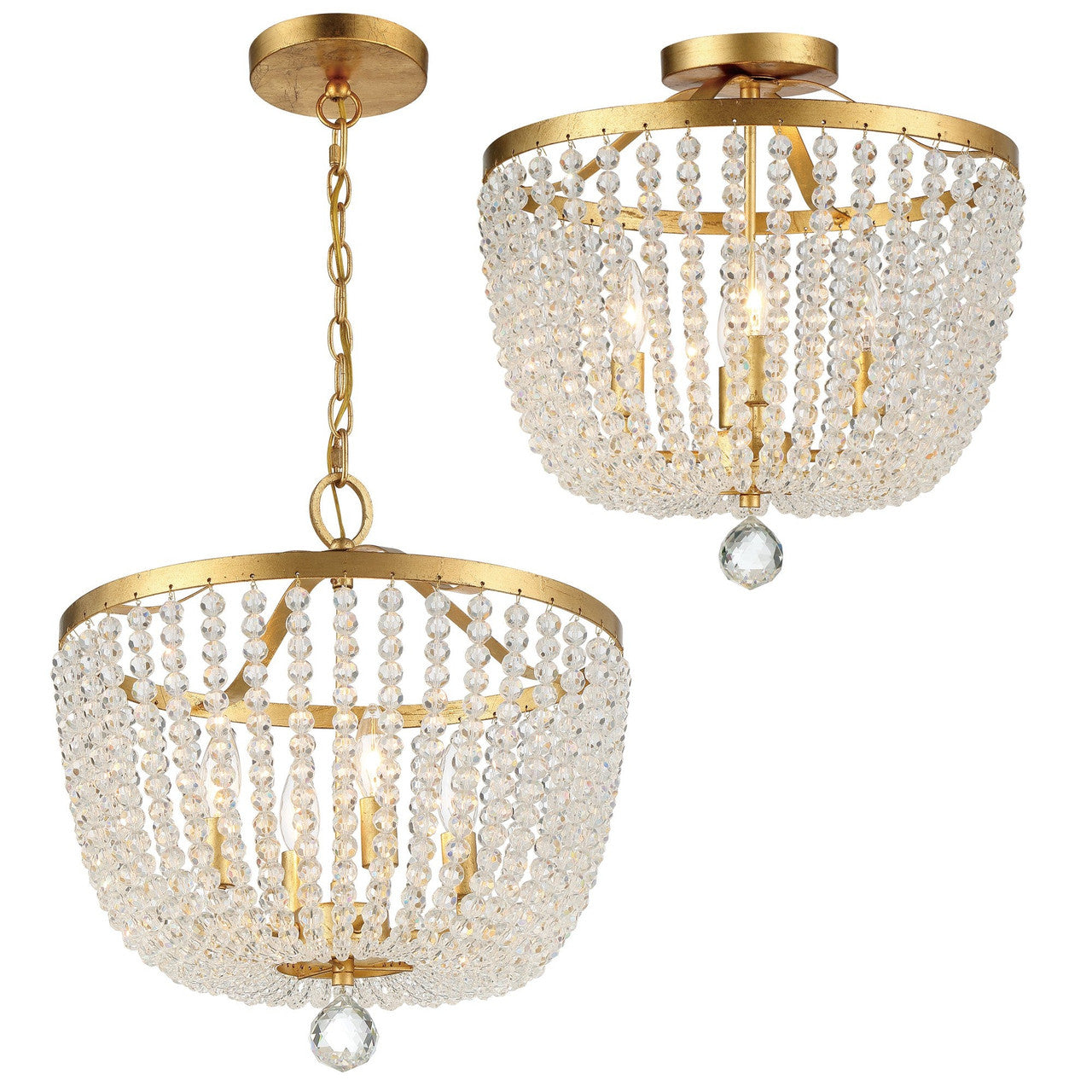 Crystorama Rylee 4 Light Antique Gold Chandelier 604-GA