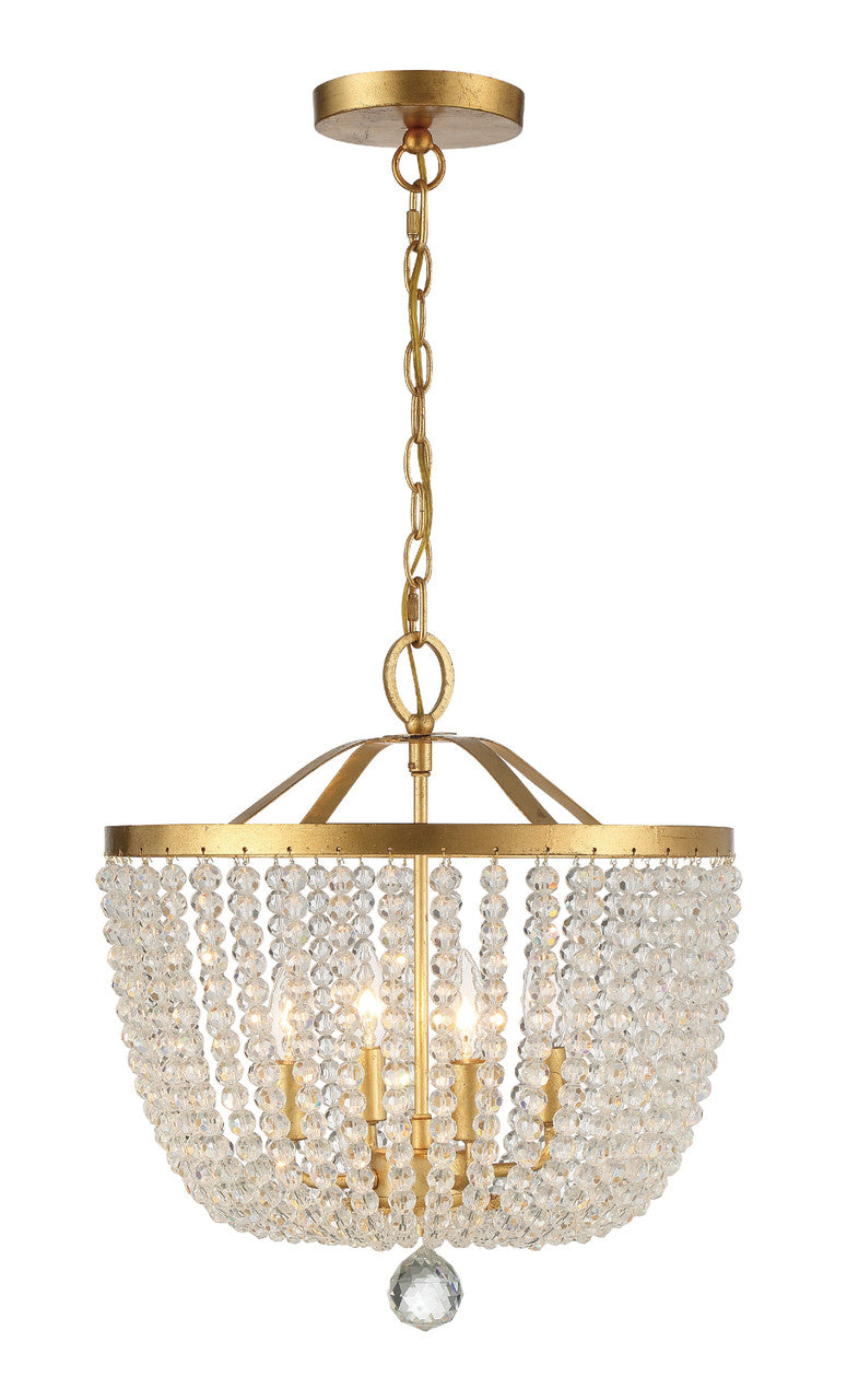 Crystorama Rylee 4 Light Antique Gold Chandelier 604-GA