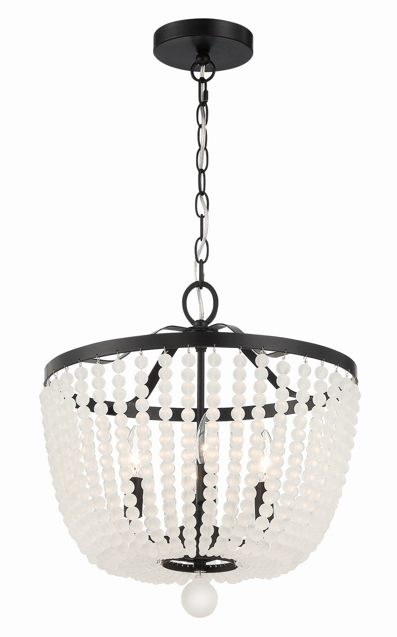 Crystorama Rylee 4 Light Matte Black Frosted Beads Chandelier 604-MK-FR