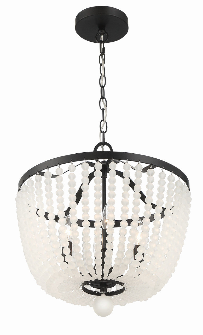 Crystorama Rylee 4 Light Matte Black Frosted Beads Chandelier 604-MK-FR