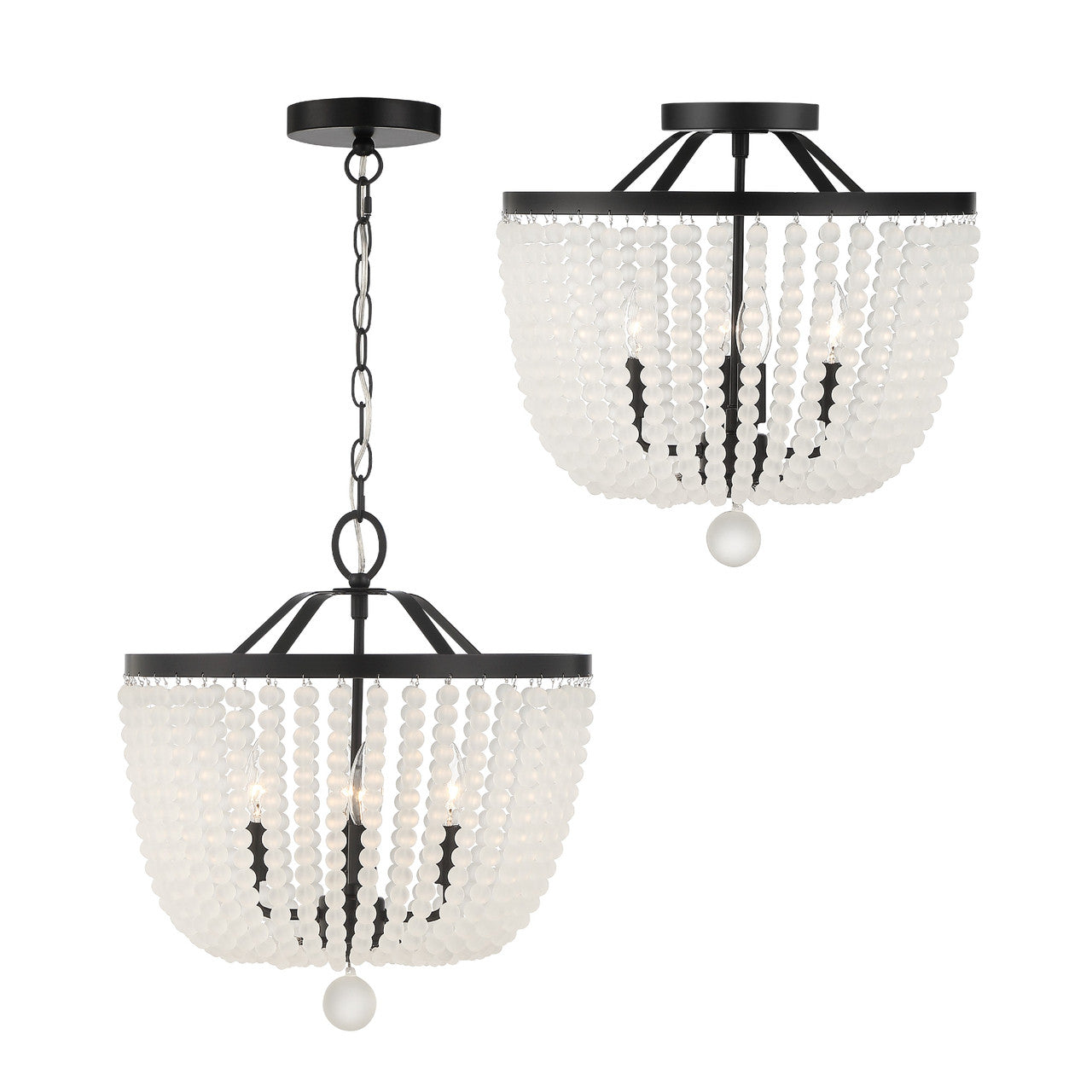 Crystorama Rylee 4 Light Matte Black Frosted Beads Chandelier 604-MK-FR