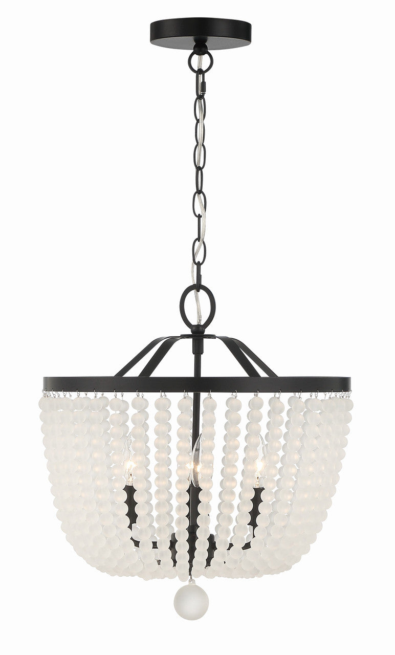 Crystorama Rylee 4 Light Matte Black Frosted Beads Chandelier 604-MK-FR