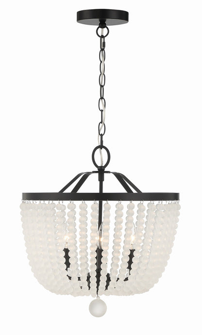 Crystorama Rylee 4 Light Matte Black Frosted Beads Chandelier 604-MK-FR