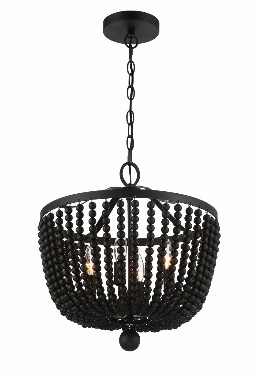 Crystorama Rylee 4 Light Matte Black Chandelier 604-MK