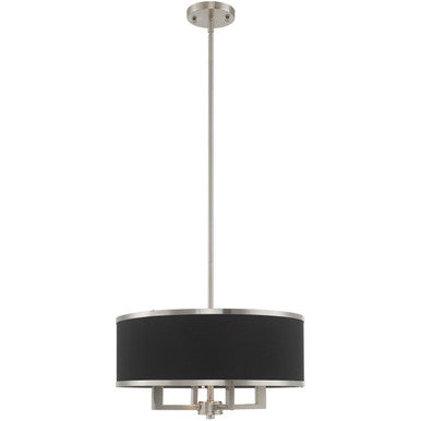 Livex Lighting Park Ridge Collection 4 Lt Brushed Nickel Pendant Chandelier in Brushed Nickel 60404-91